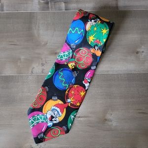 Looney Tunes Mania Vintage 1995 Christmas Tie Bugs Bunny Tweety Daffy Sylvester
